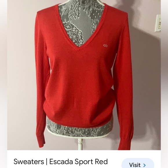 Escada Sport v-neckline wool/cachemire blend lightweight silver sweater Size L - Picture 15 of 16
